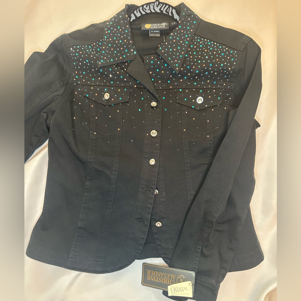 Christine Alexander Black Jacket with Colorful Rhinestones